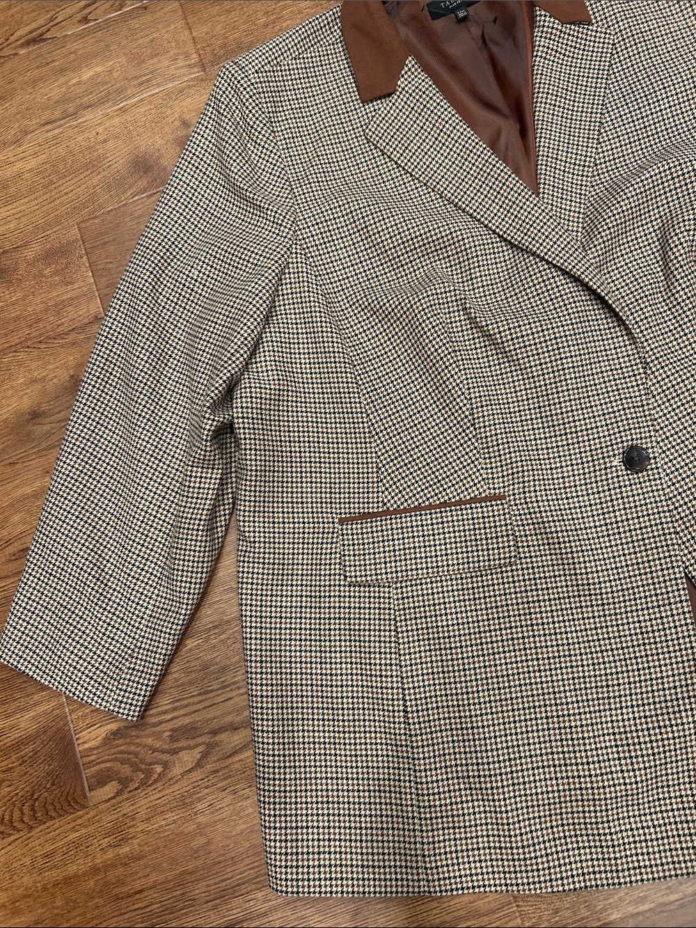 Talbots Plus Petite Relaxed 90s Blazer Autumn Check Brown Houndstooth Women 22wp - Picture 7 of 16